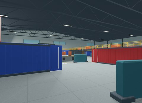 Warehouse map: containers inside a large hall